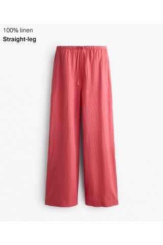 Pantaloni regular in lino - Rosa