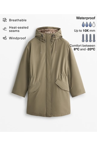 Parka con cappuccio - Kaki