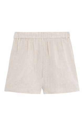Shorts regular in lino a vita alta - Beige