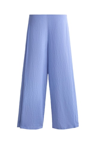 Pantaloni wide legs in lino - Azzurro