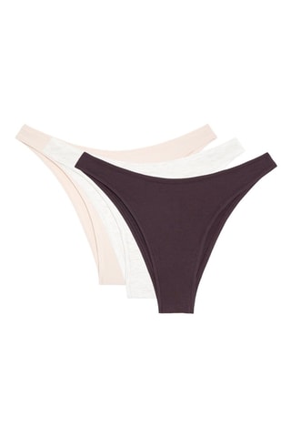 3 slip bikini - Viola e bianco
