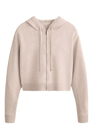 Cardigan con cappuccio - Taupe