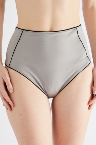 Slip bikini a vita alta - Grigio