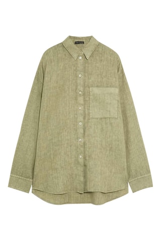 Camicia relaxed in lino - Verde