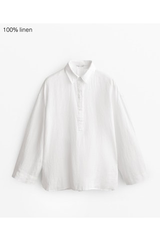 Blusa oversize in lino - Bianco