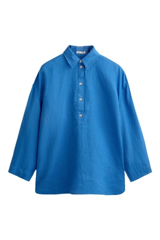 Blusa oversize in lino - Blu