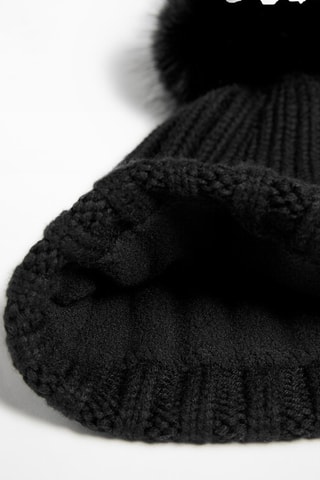 Berretto con pompon - Nero