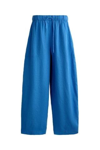 Pantaloni wide legs in lino - Blu