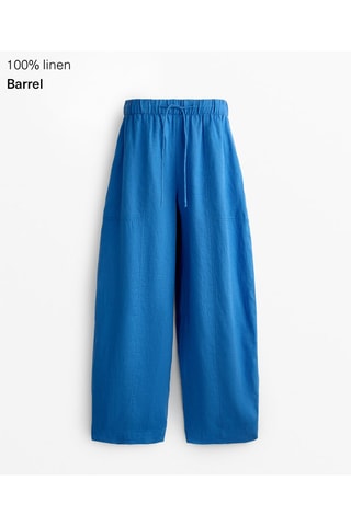 Pantaloni wide legs in lino - Blu