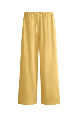 Pantaloni regular in lino - Giallo