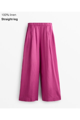 Pantaloni wide legs in lino - Rosa