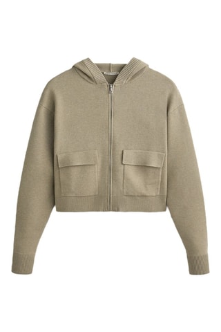 Cardigan con cappuccio - Kaki