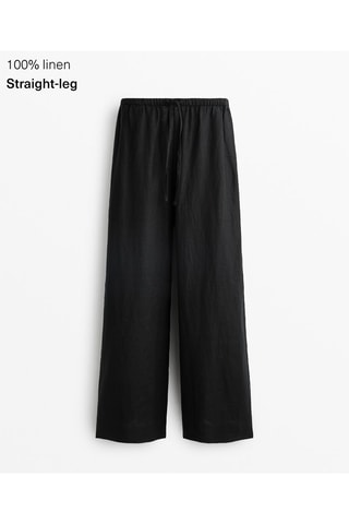 Pantaloni regular in lino - Nero