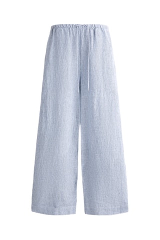Pantaloni regular in lino - Azzurro