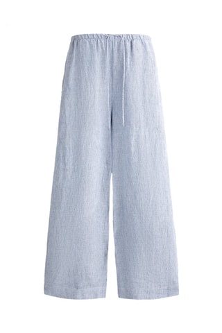 Pantaloni regular in lino - Azzurro