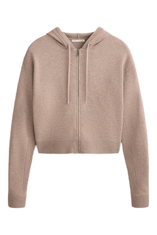 Cardigan con cappuccio - Taupe
