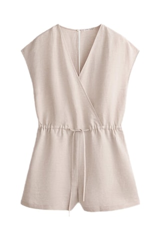 Tuta corta in lino - Beige