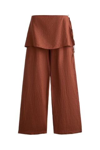 Pantaloni wide legs in lino - Marrone