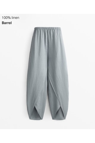 Pantaloni wide legs in lino - Grigio