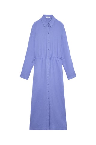 Abito a camicia in lino - Blu