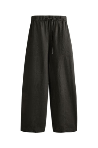 Pantaloni wide legs in lino - Antracite