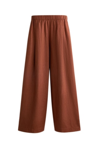 Pantaloni wide legs in lino - Rosso mattone