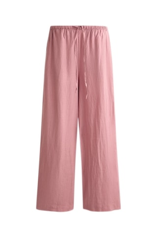 Pantaloni straight in lino - Rosa antico
