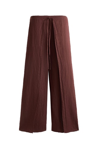 Pantaloni straight in lino - Marrone