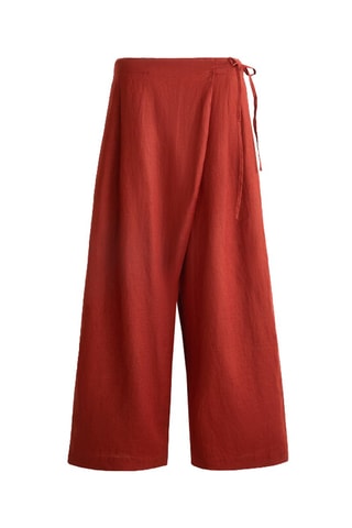 Pantaloni straight in lino - Rosso