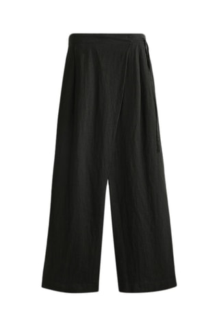 Pantaloni straight in lino - Nero