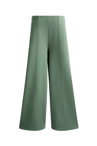 Pantaloni wide legs a vita alta - Verde