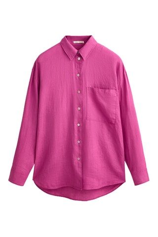 Camicia relaxed in lino - Fucsia