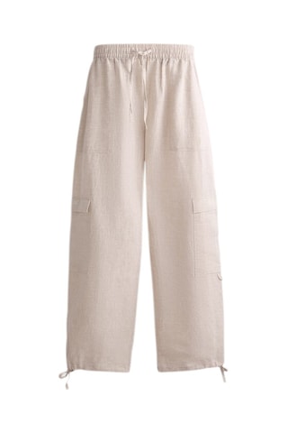 Pantaloni cargo in lino - Beige