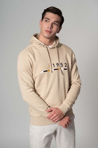 Felpa regular con cappuccio - Beige