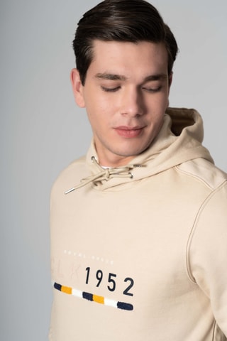 Felpa regular con cappuccio - Beige