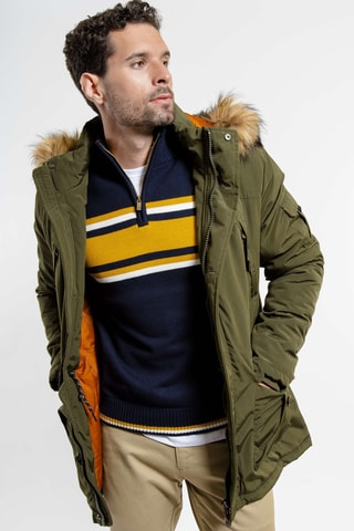 Parka regular con cappuccio - Kaki