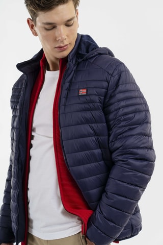 Piumino regular con cappuccio - Navy