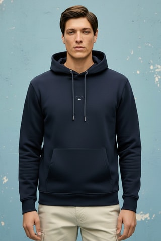 Felpa regular con cappuccio - Navy