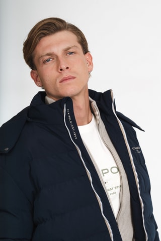 Piumino regular con cappuccio - Navy