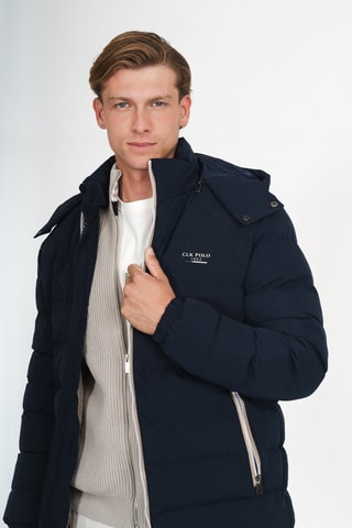 Piumino regular con cappuccio - Navy