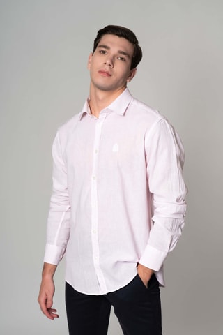 Chemise regular en lin - Rose