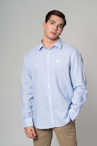 Chemise regular en lin - Bleu