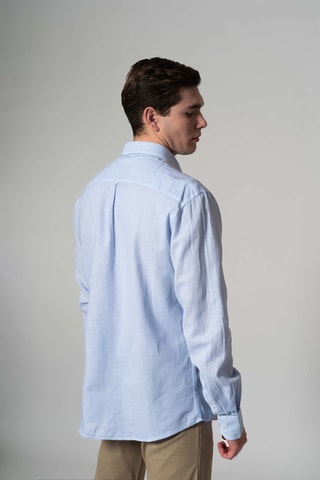 Chemise regular en lin - Bleu