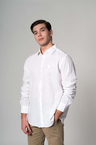 Chemise regular en lin - Blanc