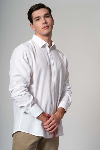 Chemise regular en lin - Blanc