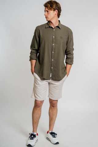 Chemise regular en lin - Kaki