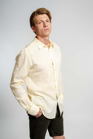 Chemise regular en lin - Jaune