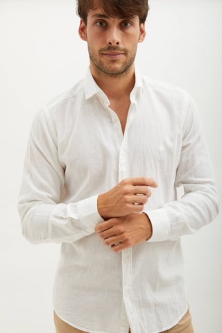 Chemise regular en lin - Blanc