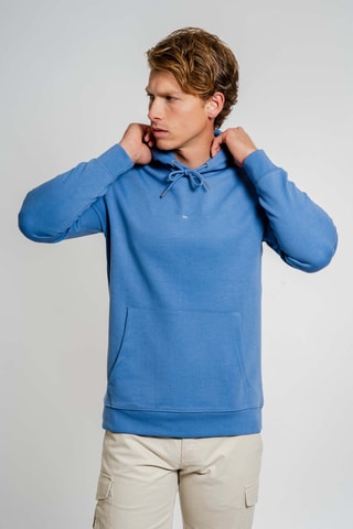 Felpa regular con cappuccio - Blu