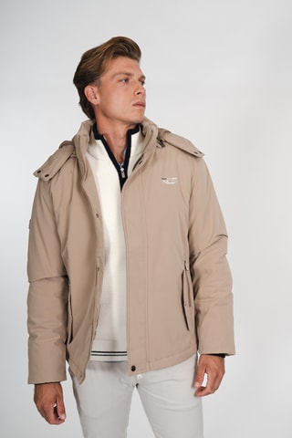 Giacca regular con cappuccio - Taupe